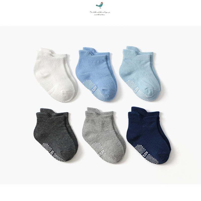 6 Pairs Non Slip Cotton Ankle Socks for Toddlers