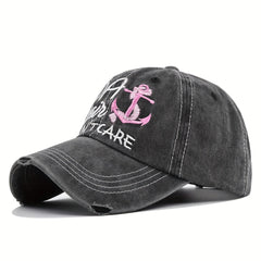 Boat Hair Don't Care Baseball Cap Vintage Washed Distressed Embroidery Dad Hat