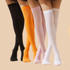 4 Pairs Thin Over The Knee Socks Stretchy Stockings Women's Stockings