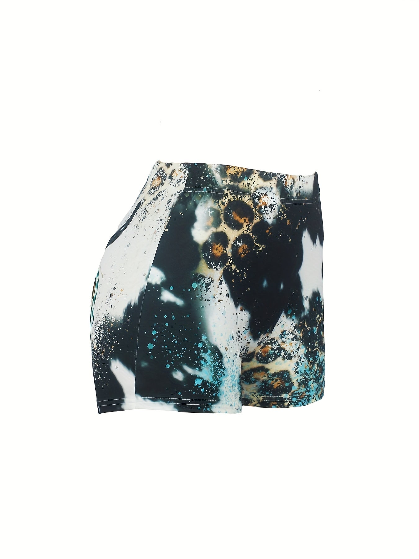 Cow Skull & Letter Print Shorts Women's Clothing