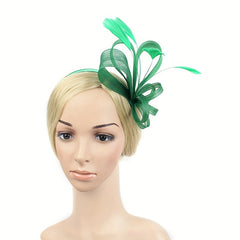 Green Feather Fascinators Hat Bridal Headband Cocktail Tea Party Headwear