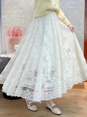 Lace Pleated Skirt Casual Summer & Spring Women's Clothing