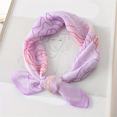 Thin Silk Feeling Square Scarf Casual Neck Scarf Hair Wrap For Night