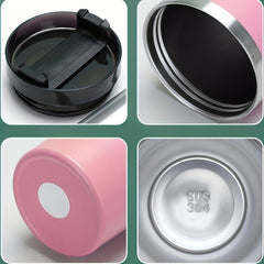 Stainless Steel Vacuum Flask with Straw Insulated Cup
