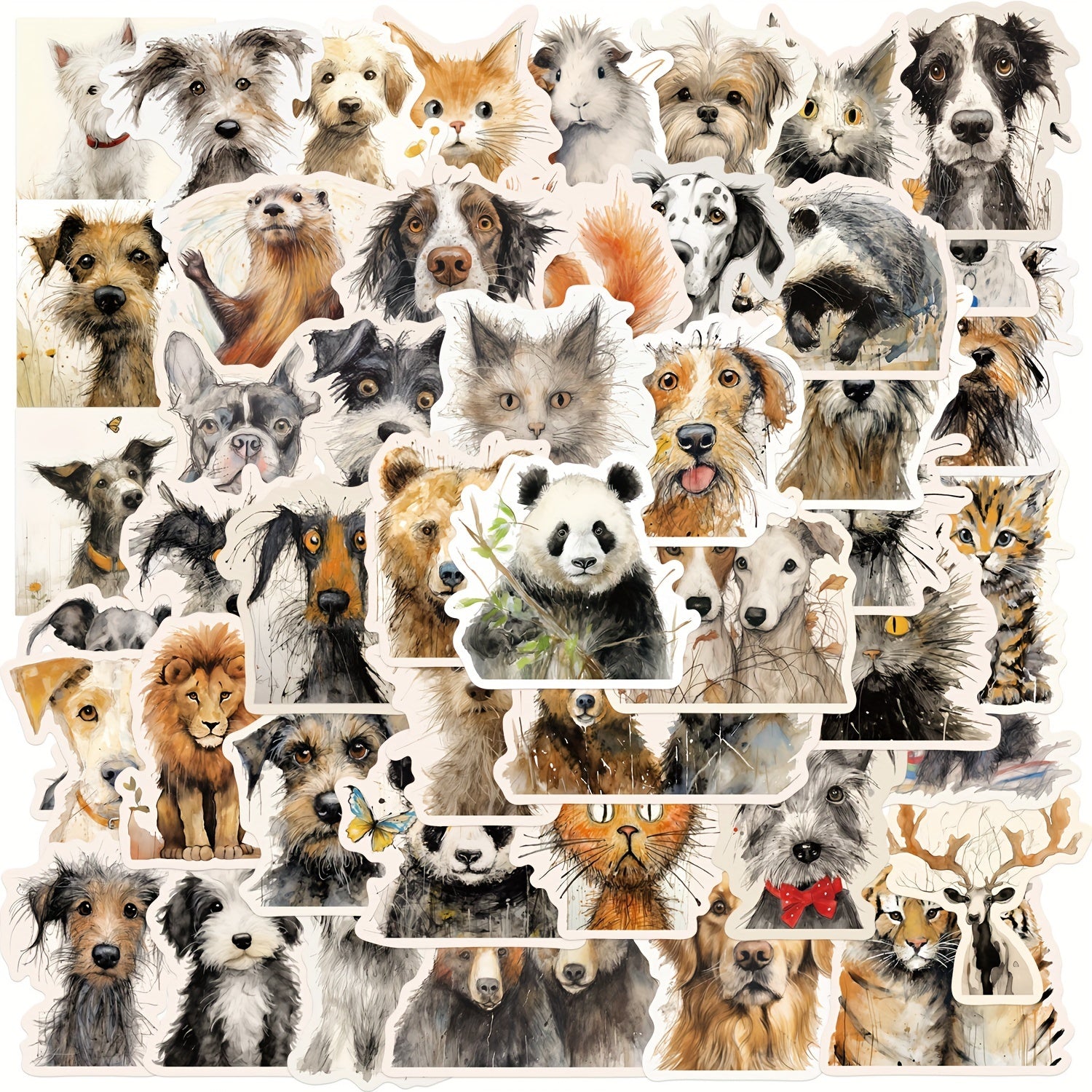50pcs Cartoon Animals Graffiti Stickers Waterproof DIY Handbook Stickers