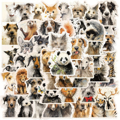 50pcs Cartoon Animals Graffiti Stickers Waterproof DIY Handbook Stickers