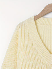 Women's Plus V-Neck Sweater Solid Long Sleeve Pullover Jumper