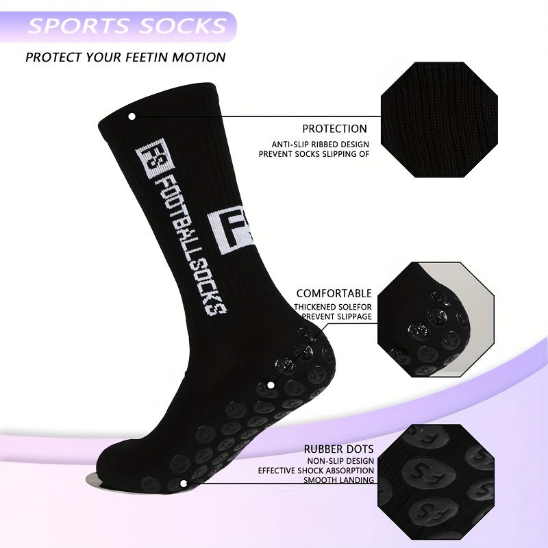 4 Pairs Anti Slip Football Socks Crew Athletic Socks