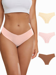 3pcs Seamless Solid Briefs Women's Panties