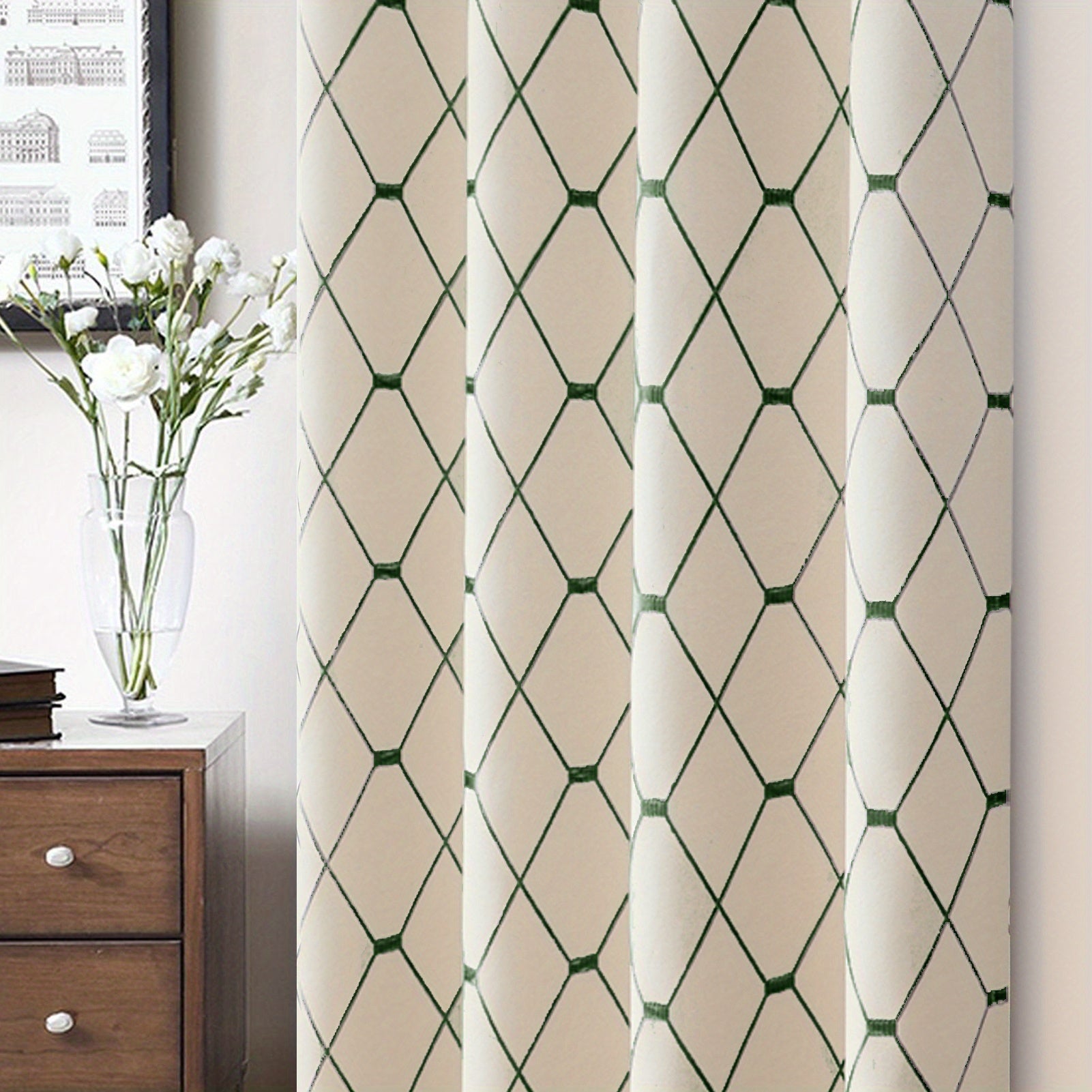 Wave Print Curtains Energy Saving Thermal Insulated Soundproof Curtains