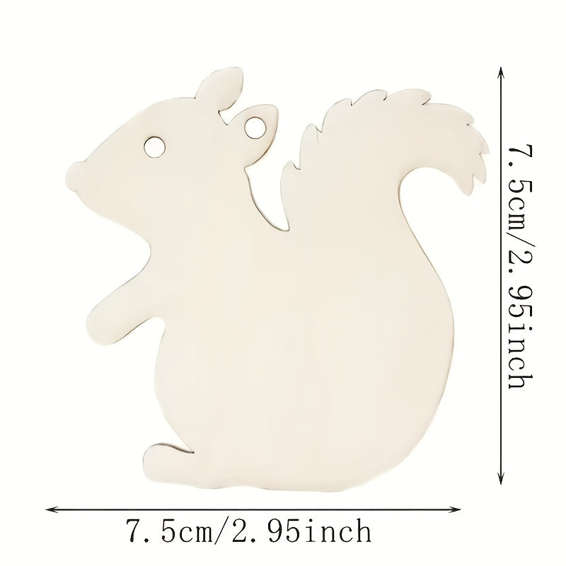 50pcs Wooden Squirrel Blank Wood Chips for DIY Wood Decorations