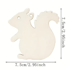 50pcs Wooden Squirrel Blank Wood Chips for DIY Wood Decorations