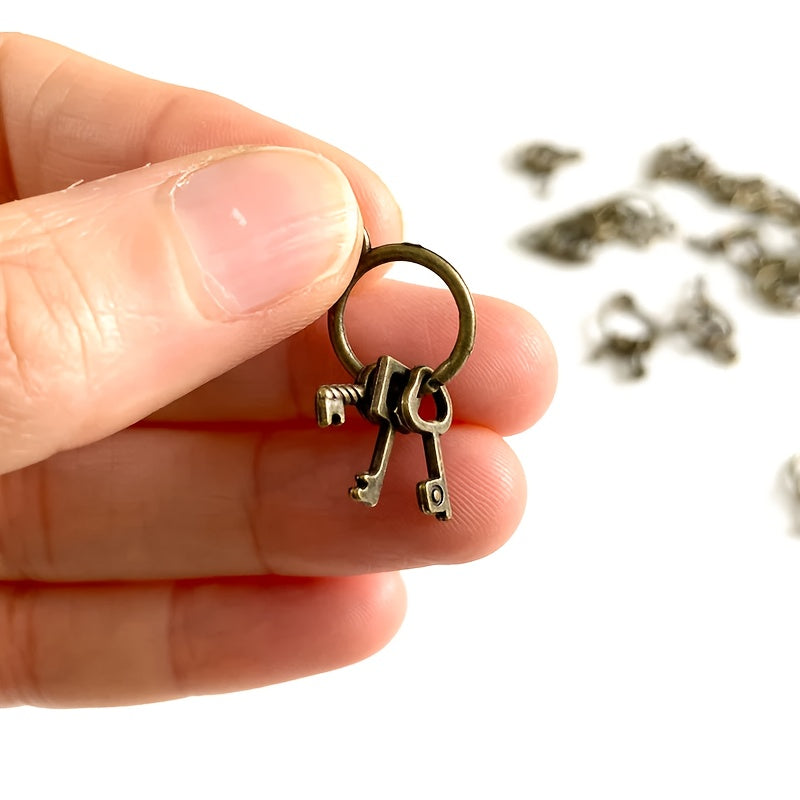 3pcs Bronze Key Charms 13mm Pendant Dollhouse DIY Crafts 1:6 Scale Accessories
