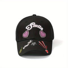 Smile Heart Embroidery Baseball Cap Y2K Solid Dad Hats Adjustable Sun Hat