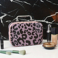 Leopard Print Makeup Train Case Large Capacity Organizer Bag