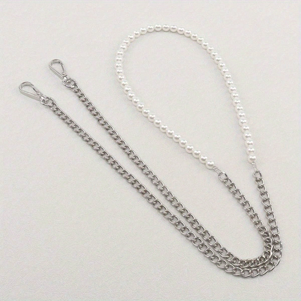 Metal Chain & Bead Decor Strap DIY Crossbody Bag Accessories