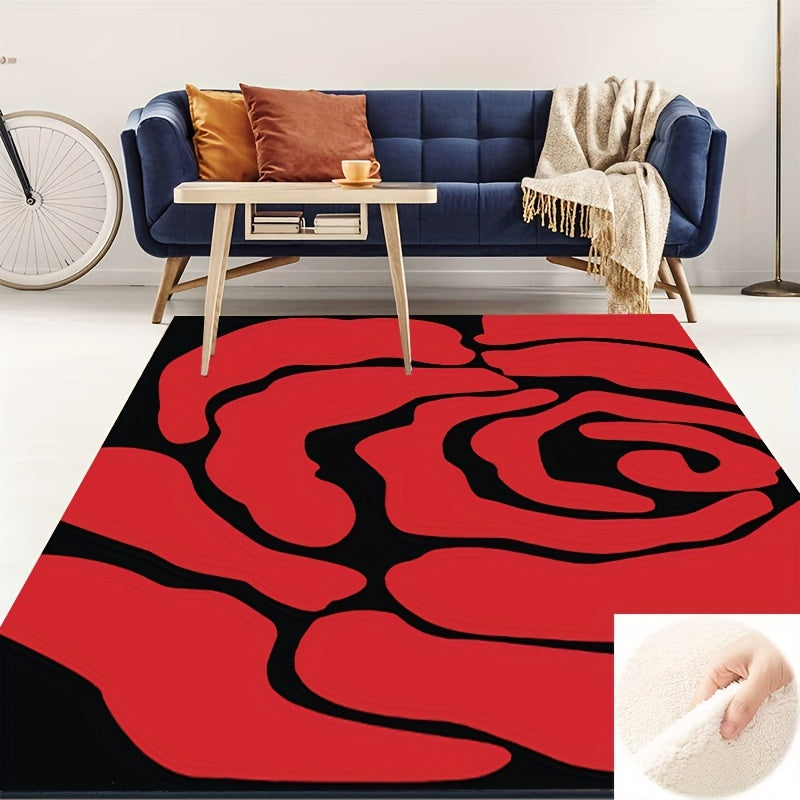 Modern Red Rose Pattern Large Area Carpet for Living Room Bedroom Study