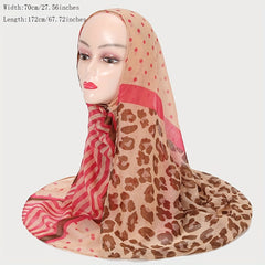 Leopard Print Scarf Classic Block Shawl Boho Windproof Headwraps