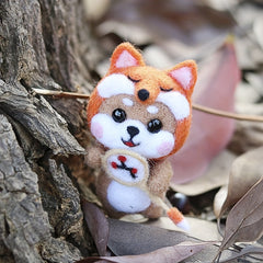 Light Brown Shiba Inu Fox Wool Felt Needlework Supplies