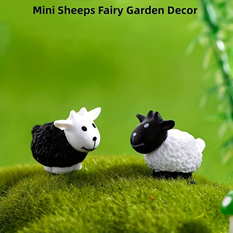 2 Mini Sheep Statue for Fairy Garden Decor