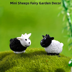 2 Mini Sheep Statue for Fairy Garden Decor