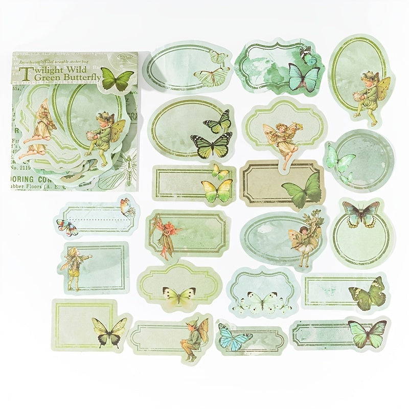 Butterfly Retro Writeable Label Sticker Set - 40 Sheets