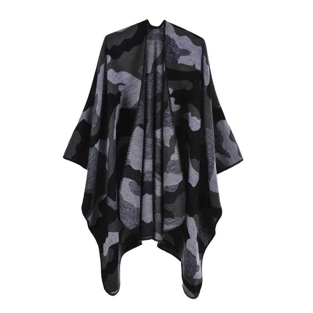 Camouflage Thicken Warm Large Shawl Slit Casual Windproof Outdoor Shawl