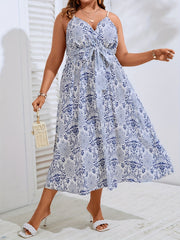 Backless V Neck Cami Dress with Belt
