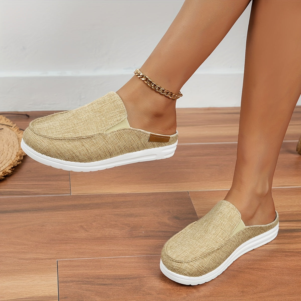 Women's Lightweight Canvas Sneakers Slip On Mules