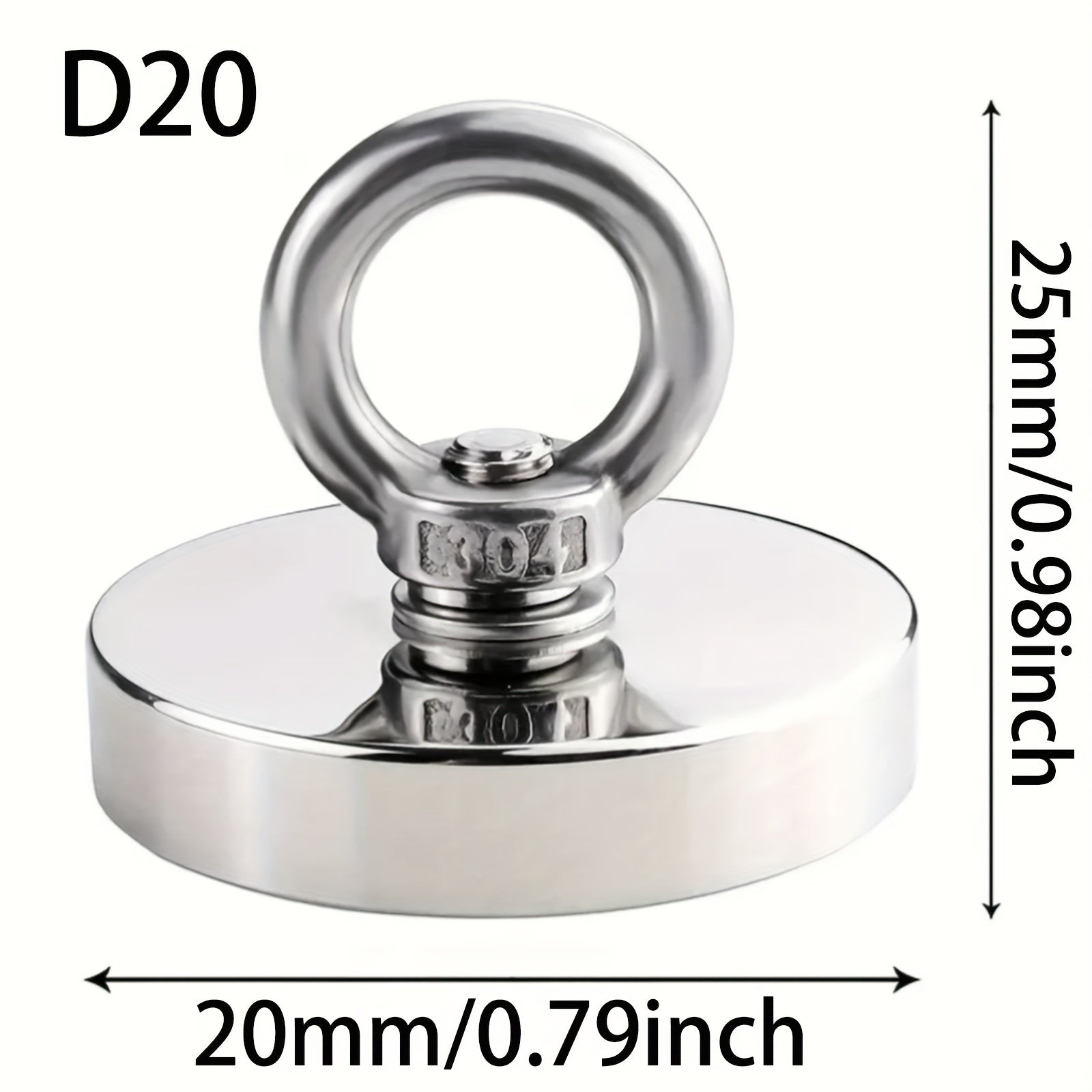 1pc Neodymium Fishing Magnet 400lb Pull Strong Heavy Magnet with Eyebolt