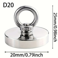 1pc Neodymium Fishing Magnet 400lb Pull Strong Heavy Magnet with Eyebolt