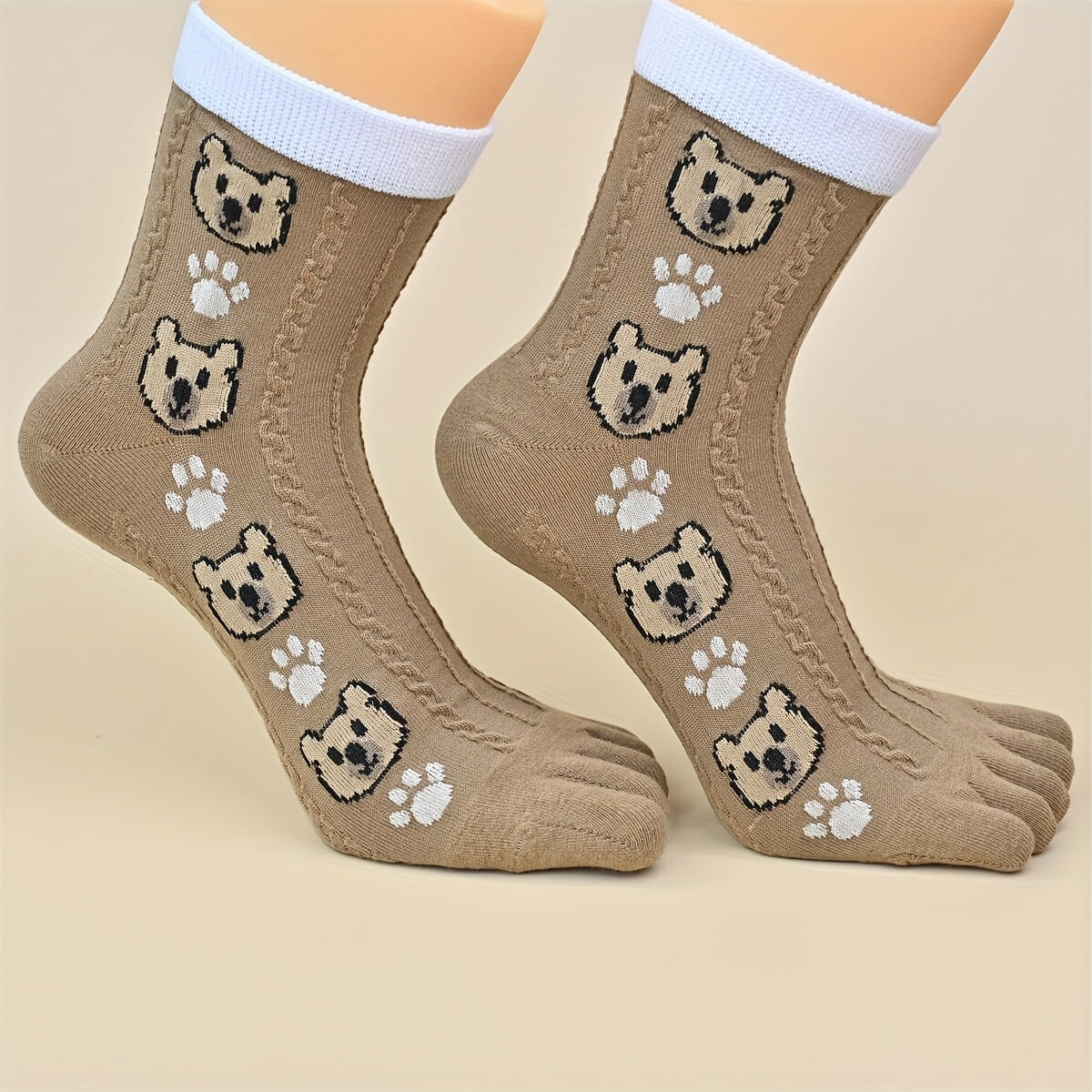10 Pairs Cute Bear Print Socks for Women