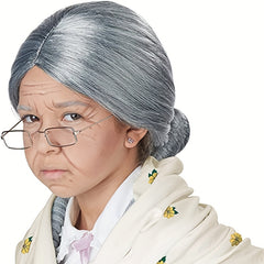 Grandma Wig Hair Cosplay Party Stage Accessory
