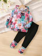 Girl's Unicorn Tie Dye Hoodie & Pants Set for Spring/Fall