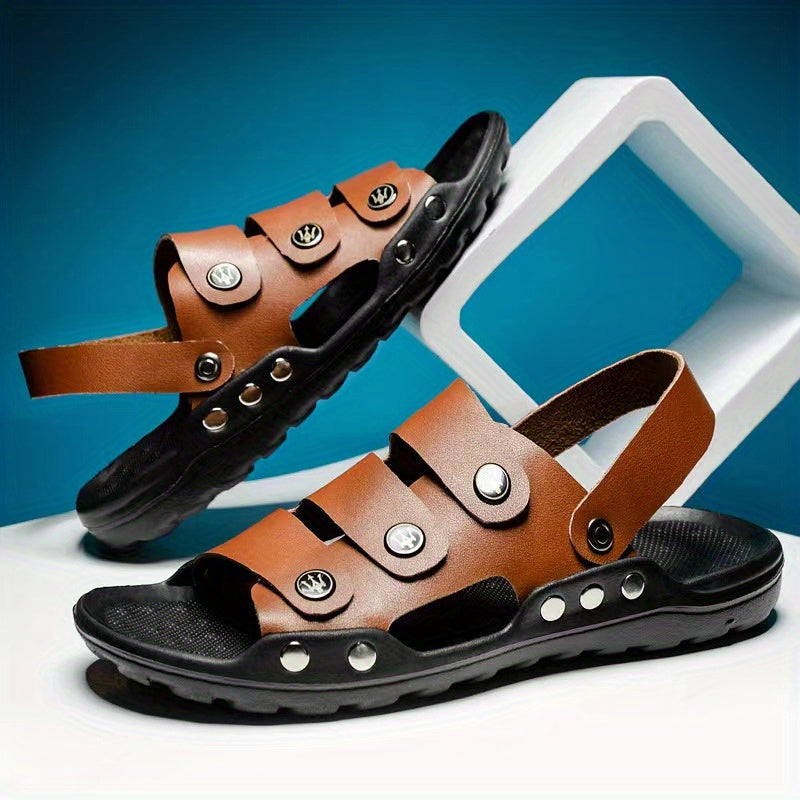 Men's Casual Open Toe Slip On Strap Sandals Outdoor Beach Shoes
