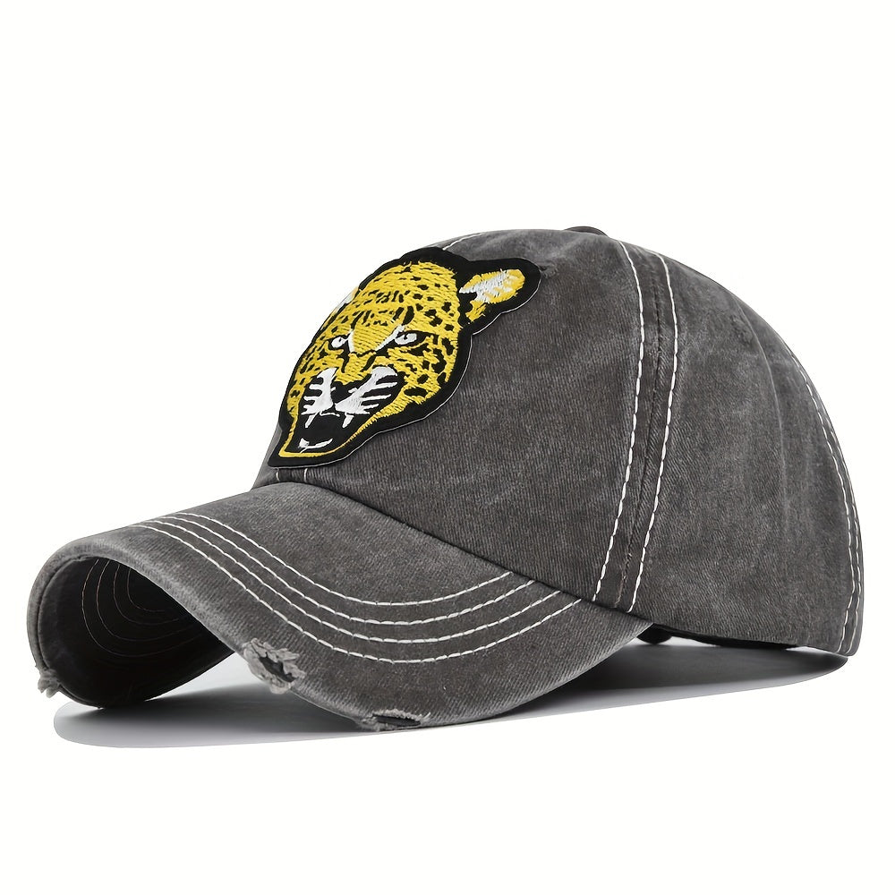 Vintage Cotton Baseball Cap With Tiger Pattern For Men Sun Hat