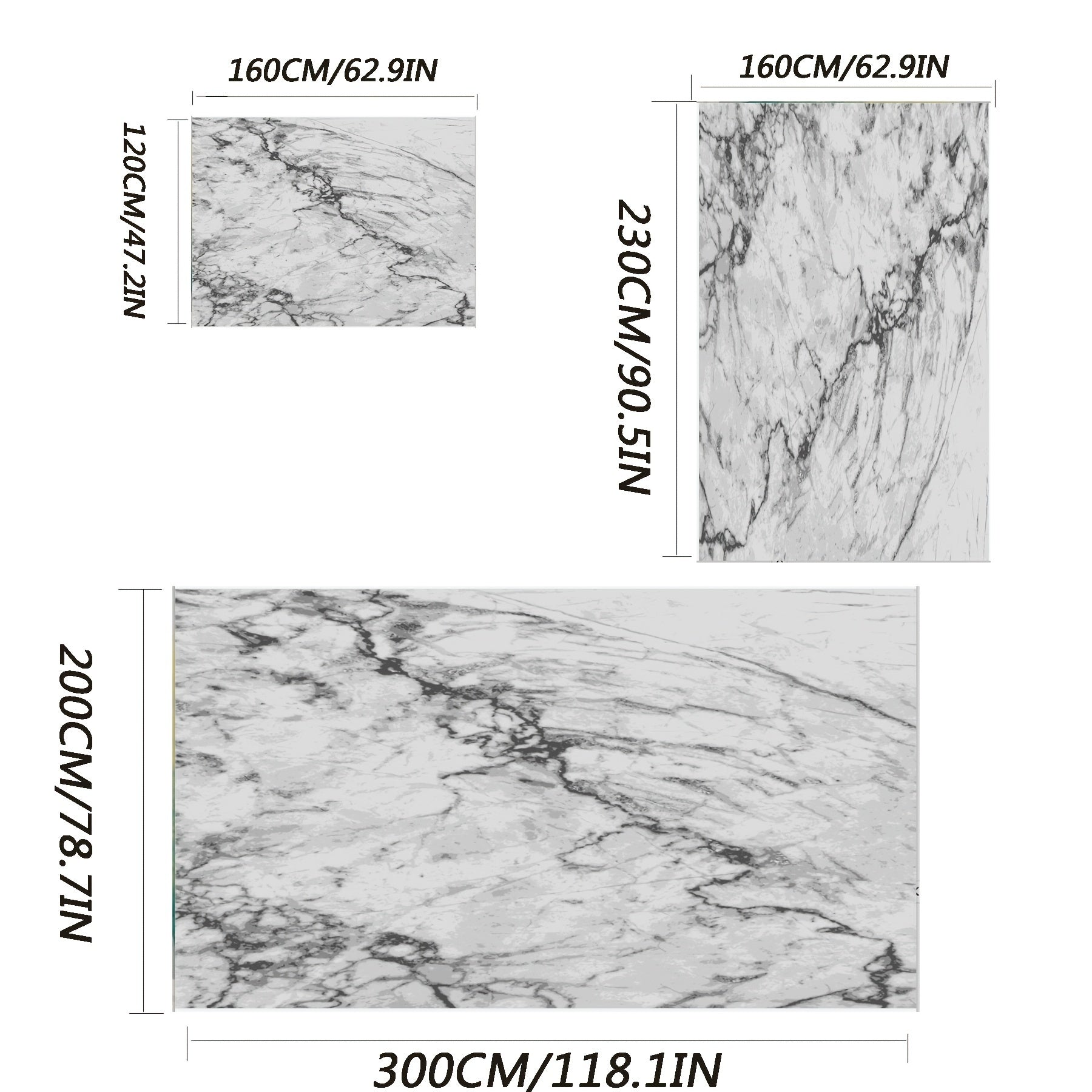 Modern Marble Area Rug - Non-Slip Backing