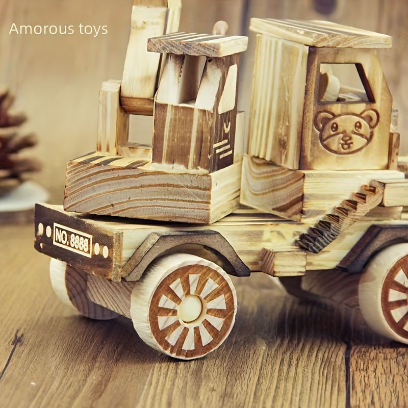 Wooden Small Digging Machine Model Ornament Toy