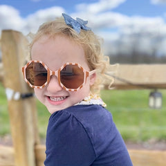 Girls Sweet Round Frame Sunglasses UV Protection Summer Sunglasses