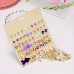 30Pairs Girls Stud Earrings Rhinestone & Faux Pearl Kids Accessories