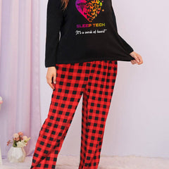 Ombre Heart & Butterfly Graphic Pajama Set