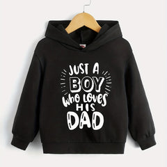 Boy Loves Dad Pullover Hooded Sweatshirt