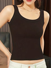 Ribbed Tank Top Sleeveless Crew Neck Women's Lingerie