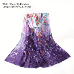 Gradient Causal Scarf Tie Dye Print Shawl Frayed Edge