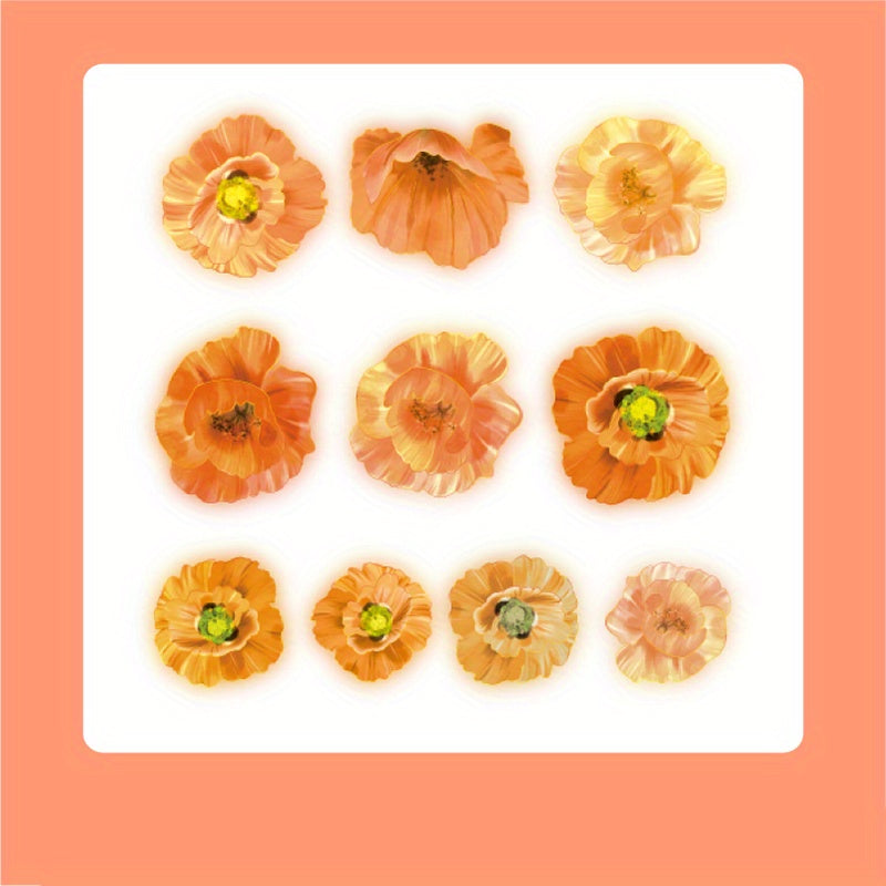 10PCS Flower DIY Paper Stickers Art Supplies PET DIY Decorative Planning
