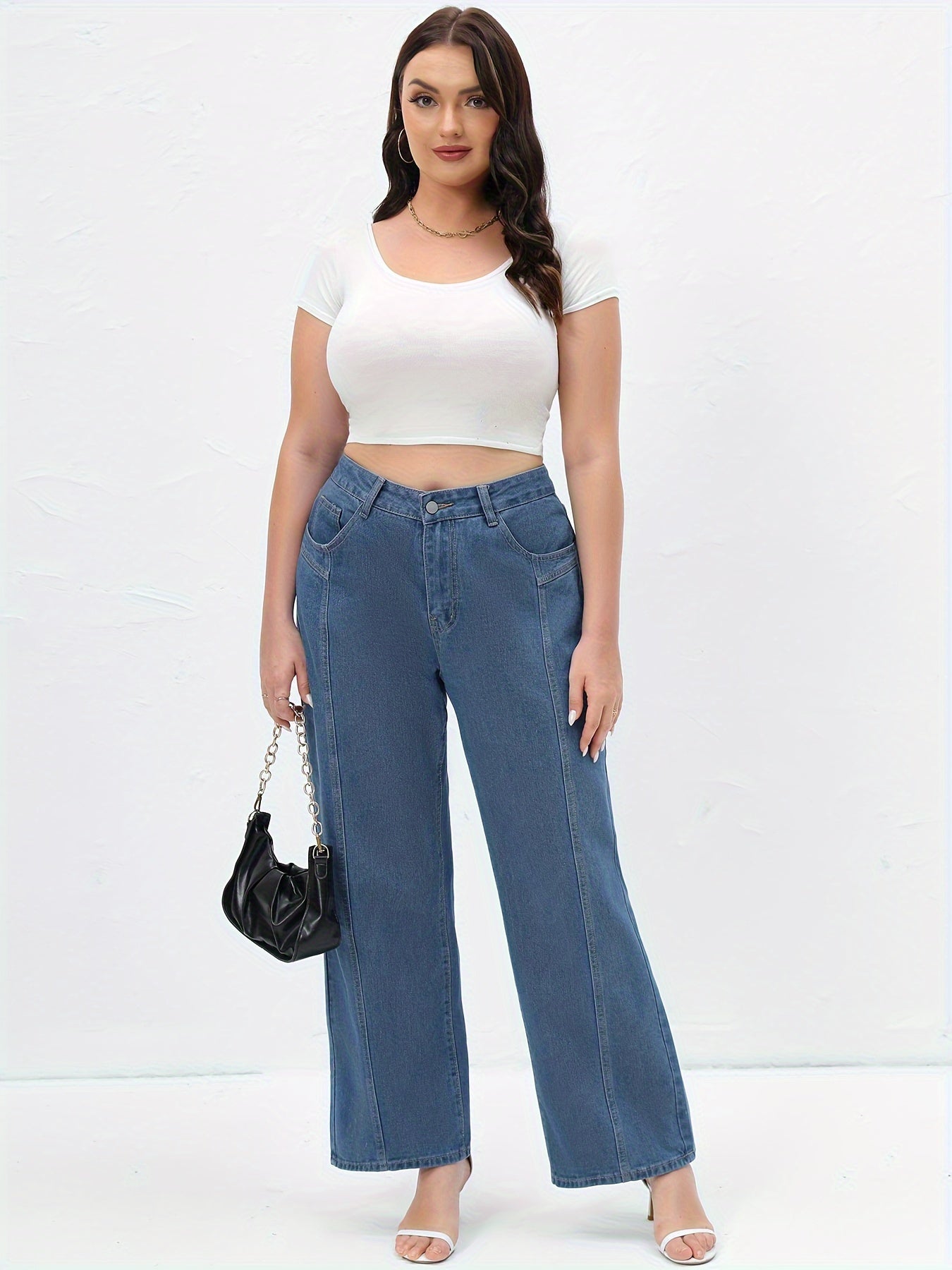 Women's Plus High Rise Wide Leg Jeans