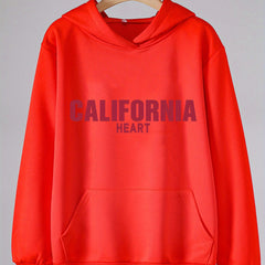 Girls Cartoon California Heart Pattern Hooded Sweatshirt for Spring and Autumn
