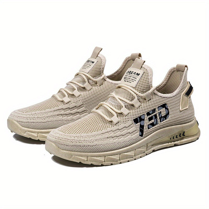 Men's Breathable Woven Sneakers Casual Outdoor Lace-up Shoes
