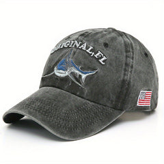 Shark Embroidery Baseball Cap Vintage Washed Adjustable Dad Hats