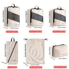 6pcs Compression Luggage Packing Organizer Set Lightweight Storage Bag